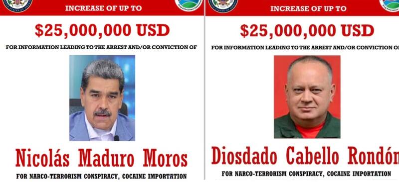 Nicolás Maduro y Diosdado Cabello son dos de los nombres apuntados por el Gobierno de Estados Unidos.