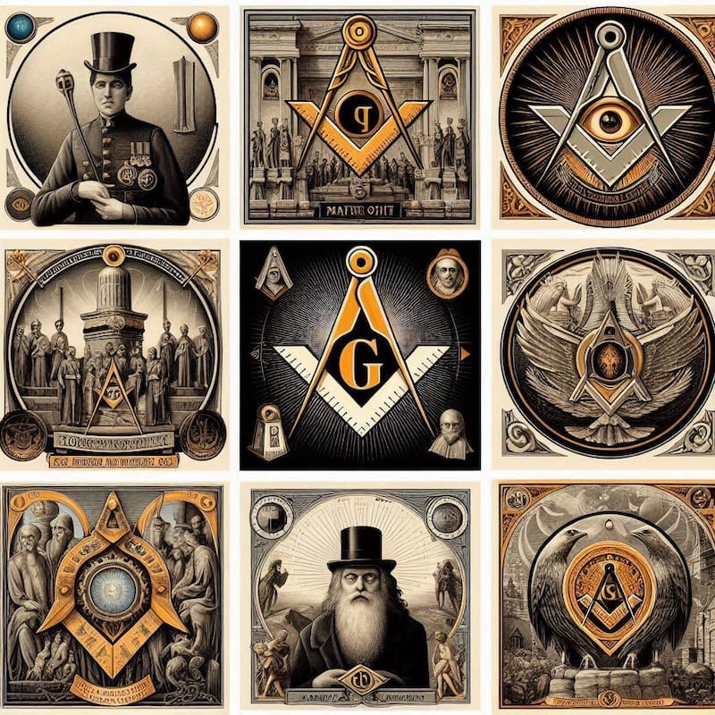 Símbolos masónicos. Fuente: Bing AI.