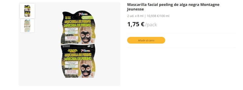 Mercadona: mascarilla facial peeling de alga negra de la marca Montagne Jeunesse. (Foto: mercadona.es)
