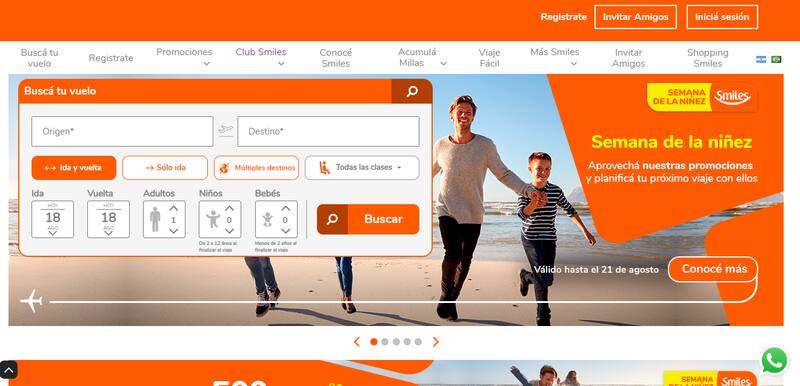 Página web de Smiles Argentina