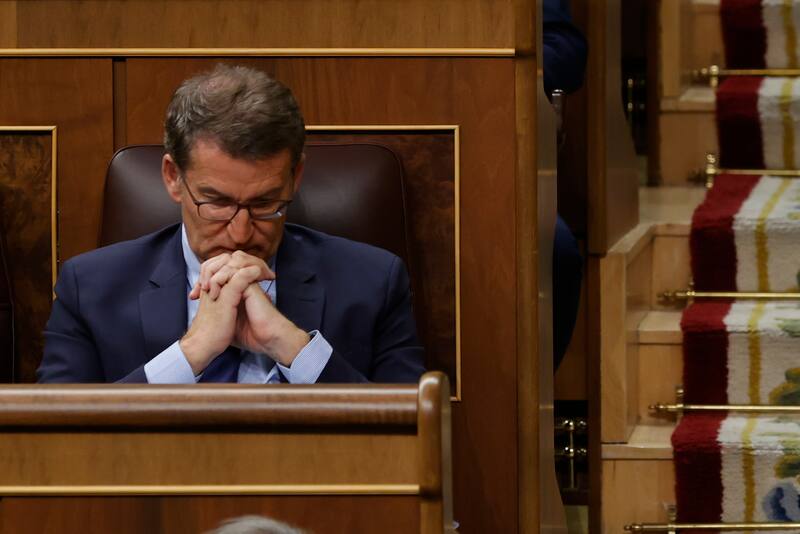 Feijoó durante su investidura. Fuente: EFE