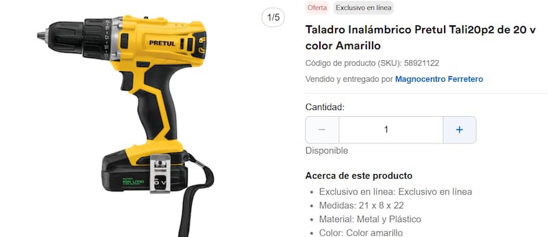 Al ser inalámbrico, el taladro ofrece mayor libertad de movimiento, sin necesidad de estar cerca de un enchufe. Foto: coppel.com