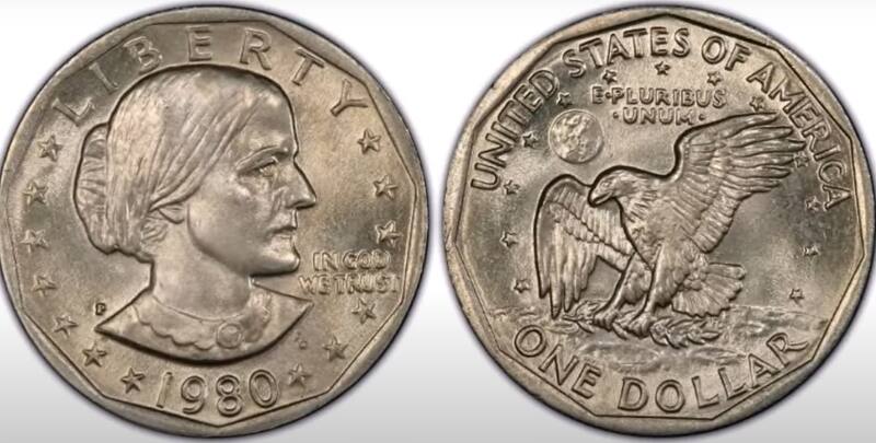 El valioso dólar Susan B. Anthony fue emitido entre 1979 y 1981. (Fuente: YouTube @LisasCoin)