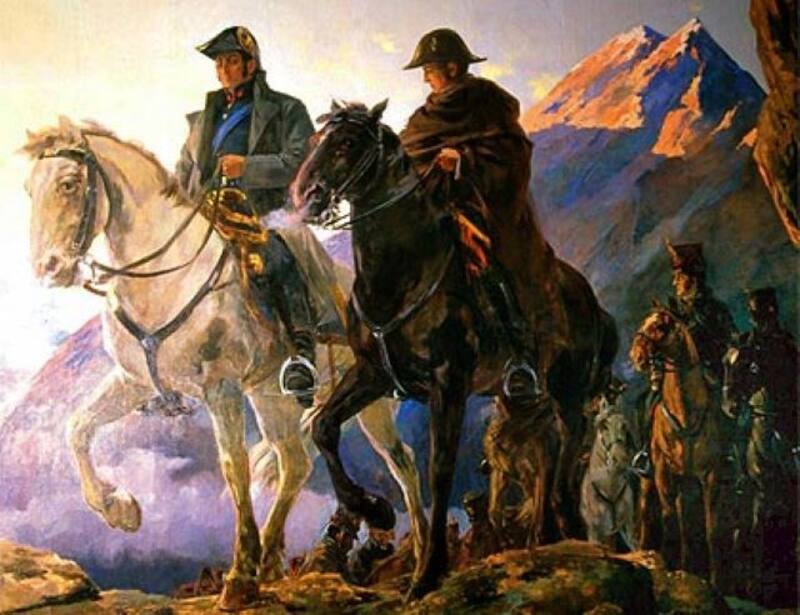 San Martín en el cruce de los Andes.