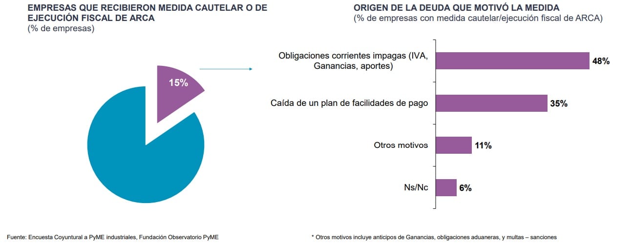 Una de cada siete pymes industriales recibió embargos de ARCA (Fuente: Observatorio Pyme)