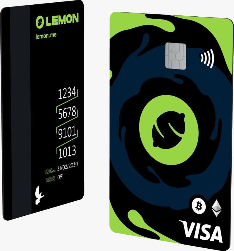 La tarjeta de Lemon que permite pagar el subte con cripto o pesos.