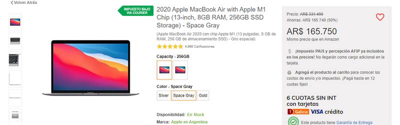 MacBook Air 2021 en TiendaMia, el e-commerce internacional.