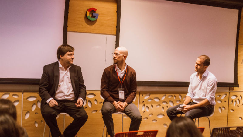 Esteban Campero, subsecretario de Emprendedores de la Nación; Ady Beitler, program manager de ConnectAmericas; y Gabriel Recalde, senior policy analist de Google.