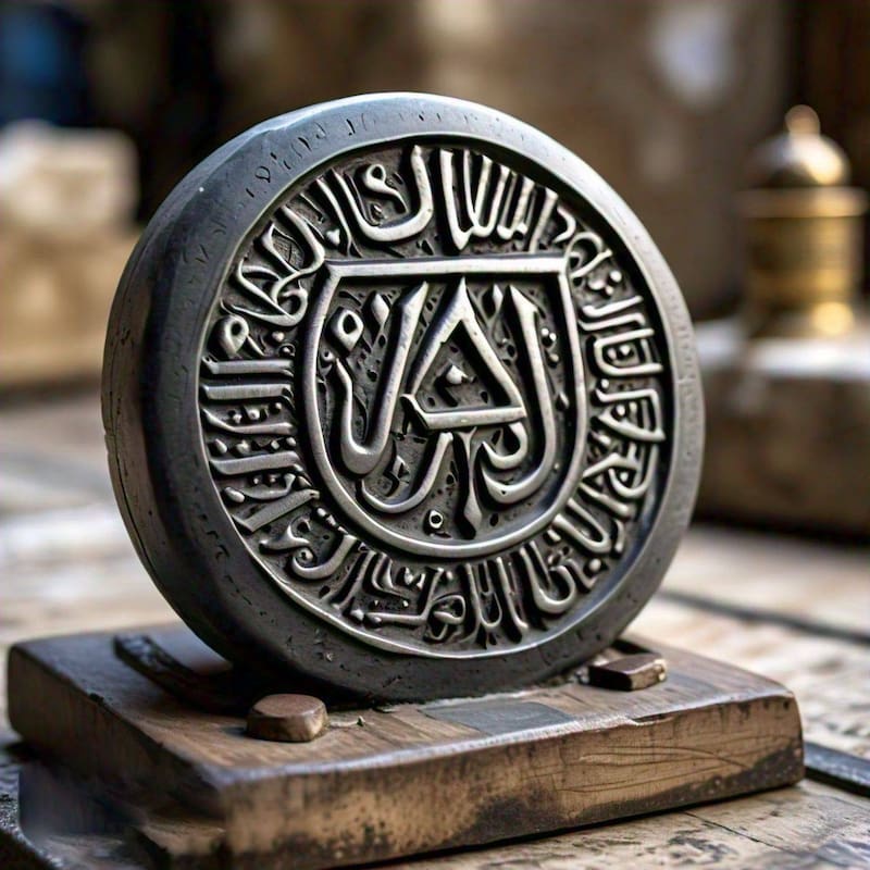 Ilustración de un sello antiguo escrito en paleohebreo. Fuente: IA Imagined.