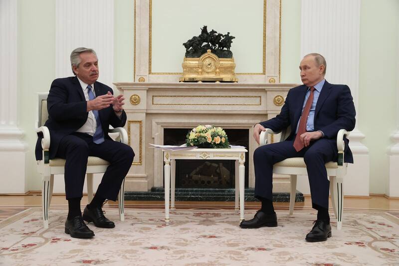 Alberto Fernández y Vladimir Putin, en enero pasado durante la visita a Moscú