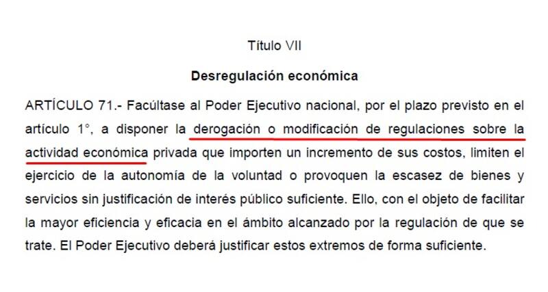 El artículo de desregulación económica que está inserto en el borrador de la Ley Bases. (Captura)