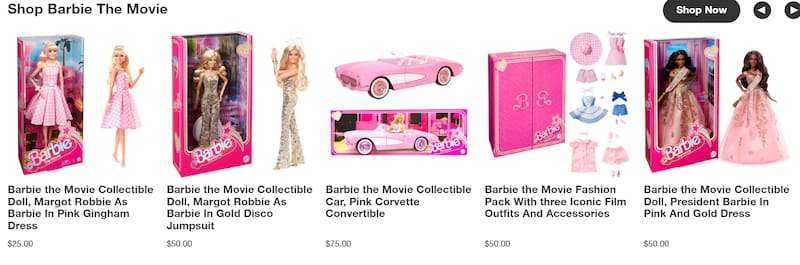 El sitio de Mattel tiene casi todos los modelos y accesorios. Fuente: Mattel