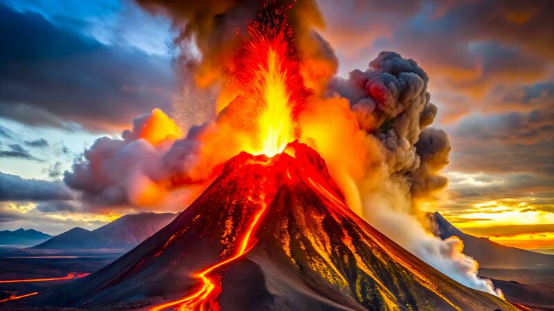Imagen ilustrativa de la erupción del volcán. Fuente: Archivo.