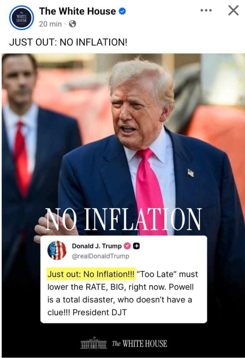 El duro mensaje del presidente contra las tasa de la Fed. Fuente: The White House