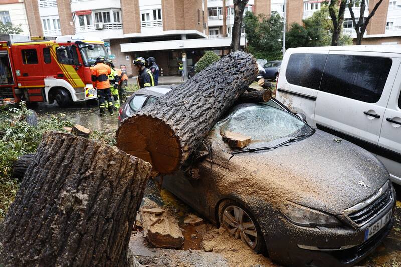El Ciarán ha dejado consecuencias a lo largo y ancho de todo el país con destrozos en Madrid. Fuente: EFE