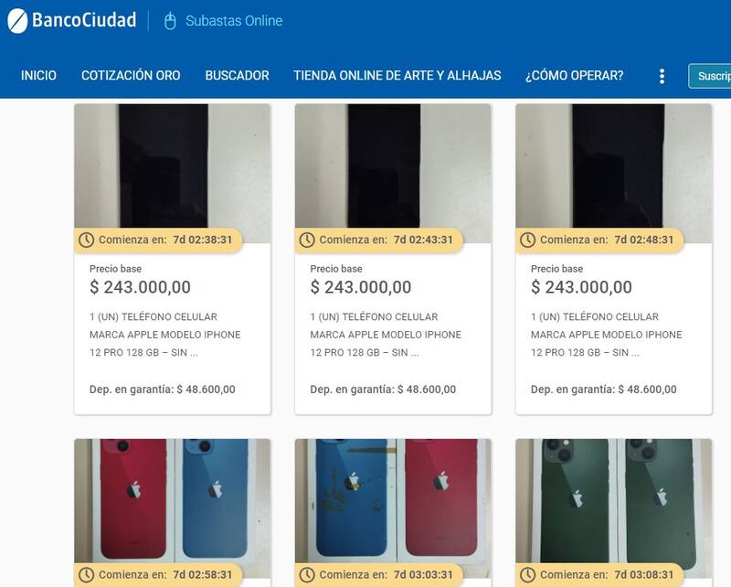 Los celulares iPhone que se subastan ya se pueden ver en el sitio de Banco Ciudad.