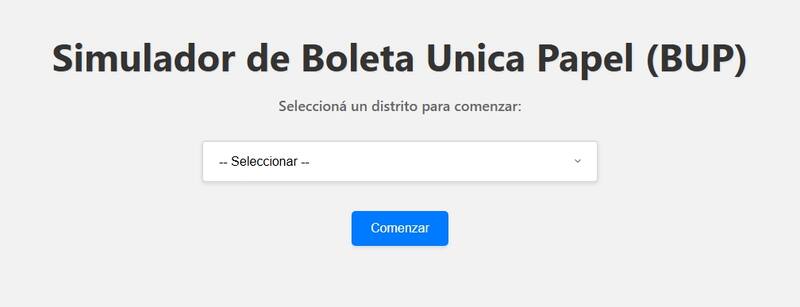 Página de inicio del simulador