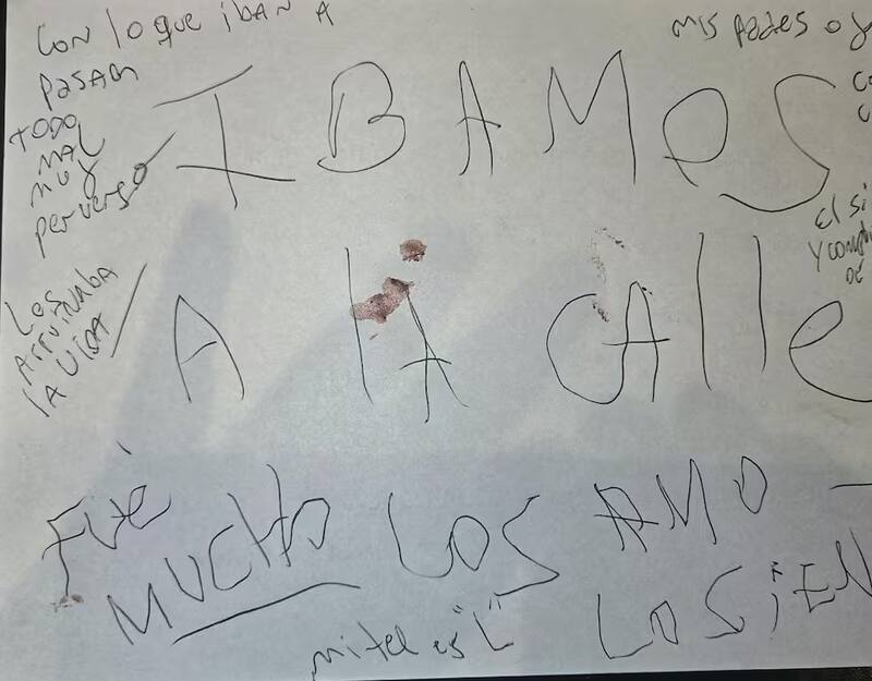 La carta encontrada en el departamento de Villa Crespo.