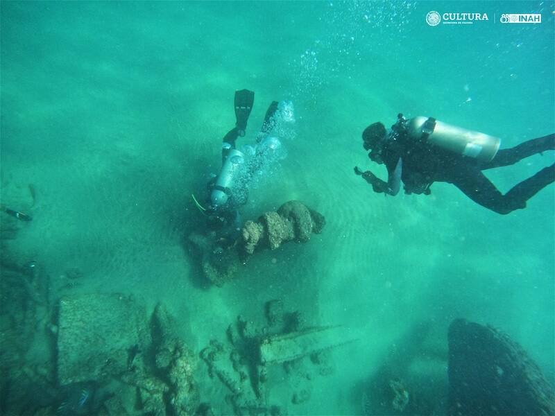 Arqueólogos subacuáticos. Fuente: INAH.