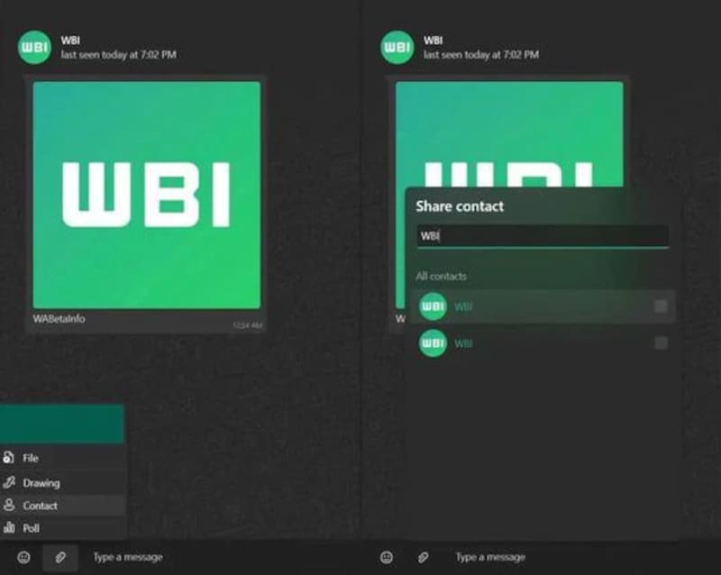 WhatsApp y las "tarjetas de contacto" (foto de WEBetaInfo).