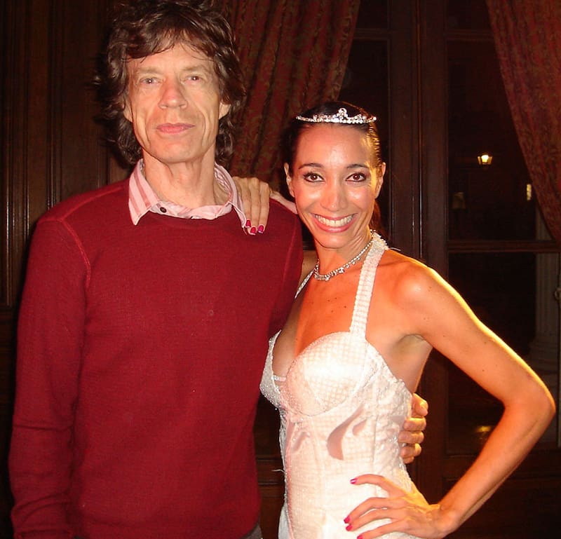 Mora Godoy junto a Mick Jagger.