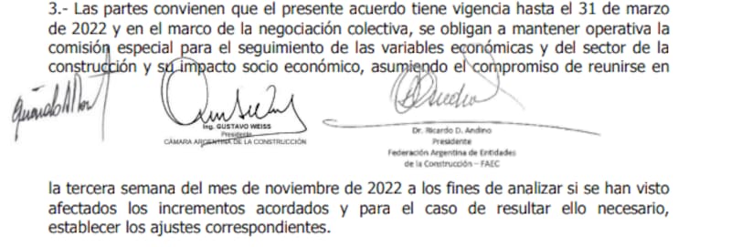 Paritarias UOCRA: En noviembre 2022 se activará una pauta de revisión