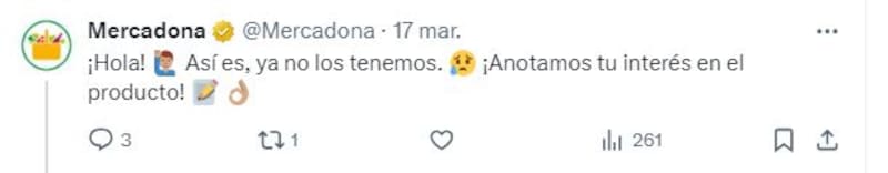 Mercadona ha confirmado el retiro del producto. (Foto: captura X).