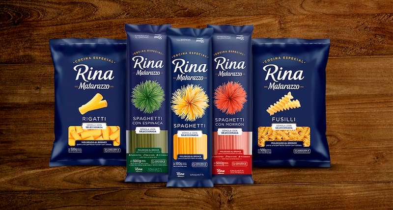 Las pastas secas Rina Matarazzo en sus diferentes variedades y sabores.
