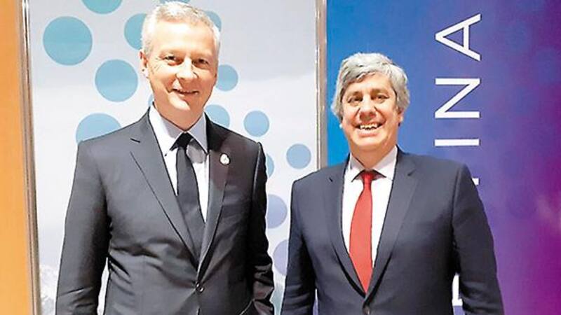 Le Maire y el portugués Mario Centeno durante las reuniones porteñas