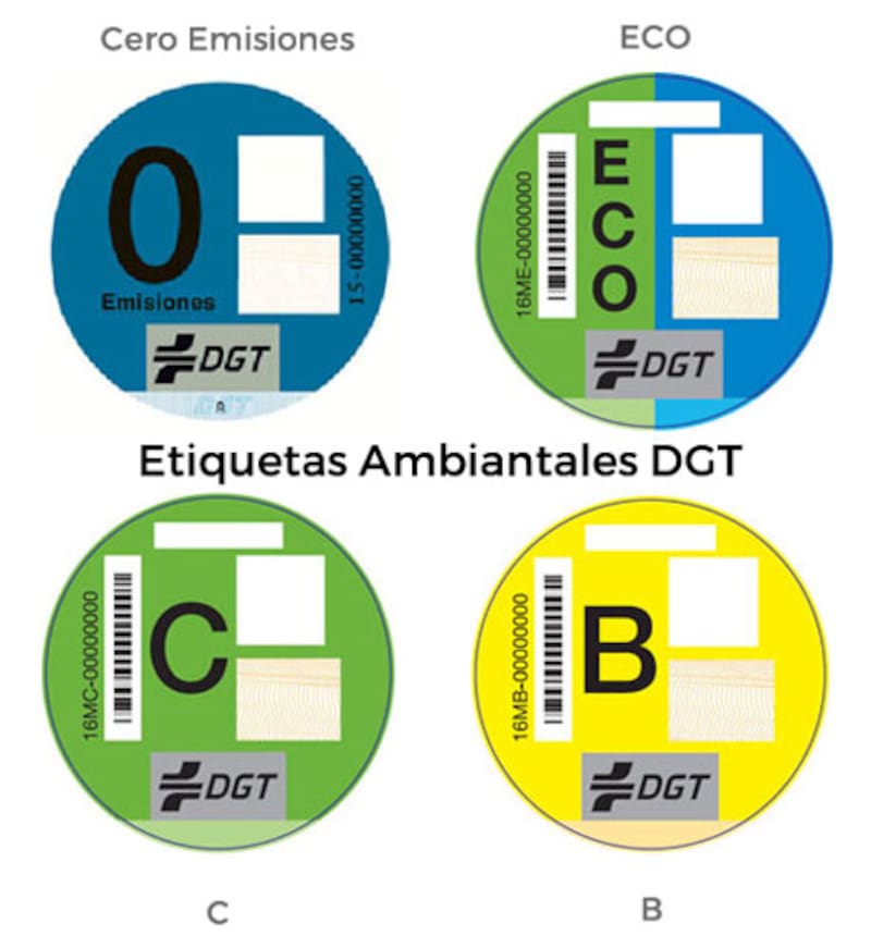 Distintivo ambiental de la DGT. Fuente: DGT.