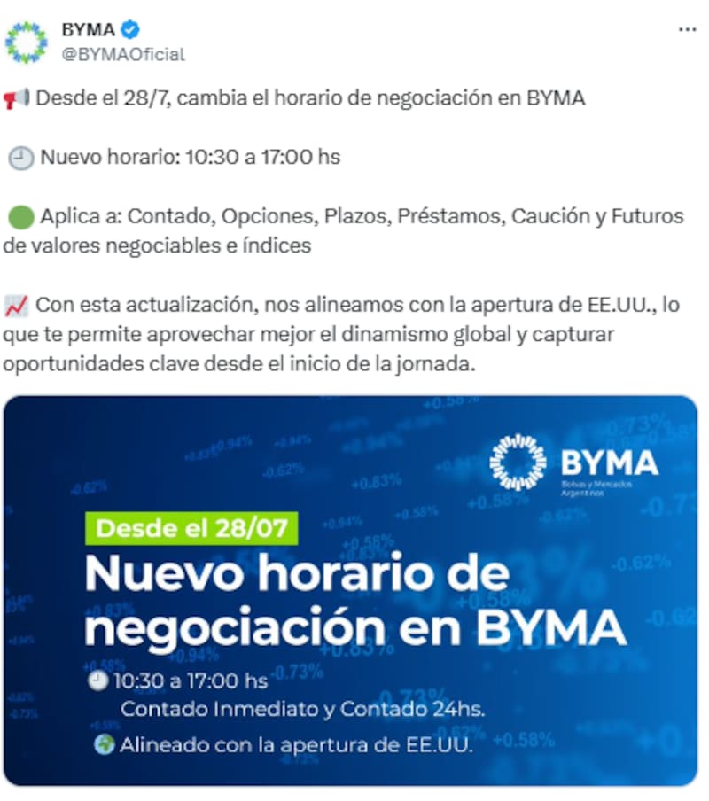 El anuncio clave de Byma a través de su cuenta de X