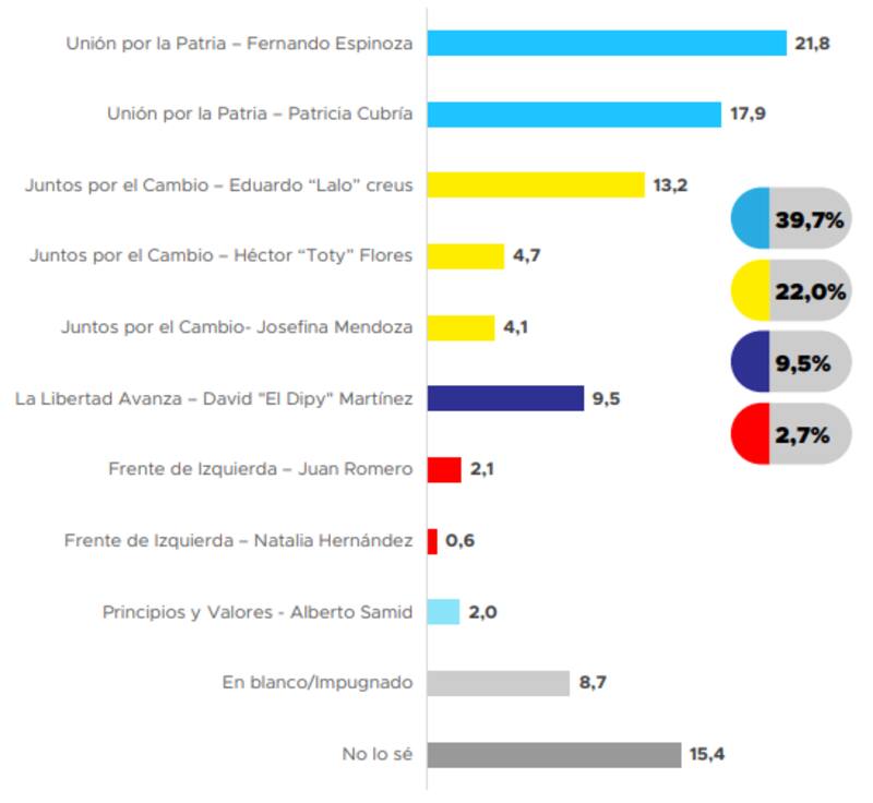 Intención de voto de los candidatos a intendente de La Matanza. (UNLaM)