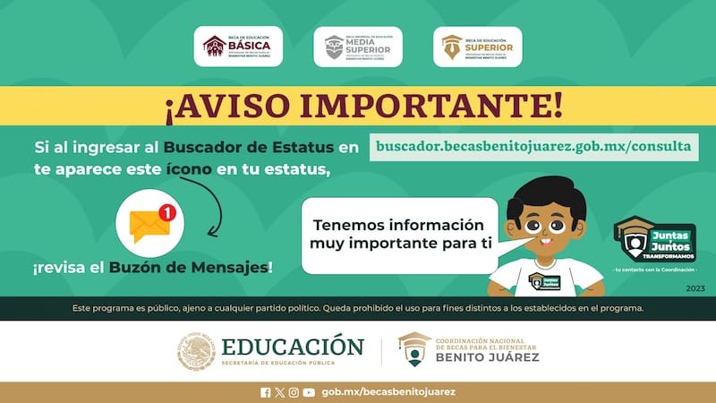 Para saber la fecha exacta de pago de la beca Benito Juárez en 2024, hay que ingresar en el Buscador de Estatus del portal web del programa social. Foto: red social X @BecasBenito
