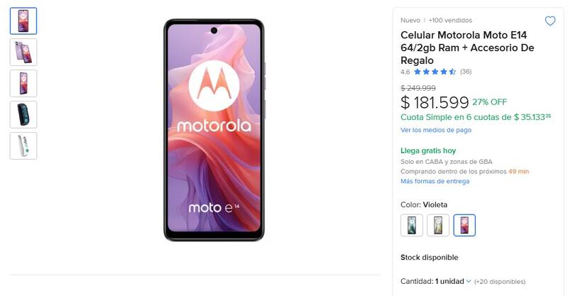 Moto E14, uno de los teléfonos que se pueden conseguir por menos de $ 200.000