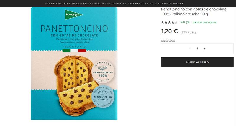 Panettoncino con gotas de chocolate.