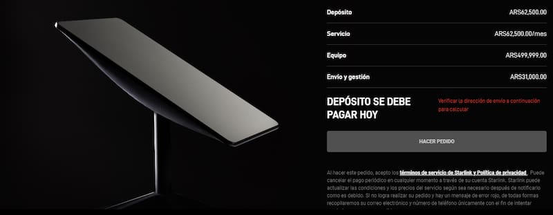 Ya se puede reservar el kit en el sitio web de Starlink.