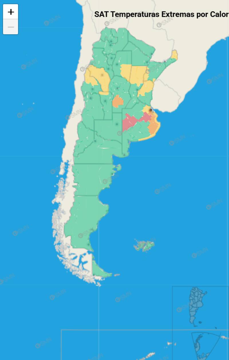 El SMN detalla altas temperaturas en varios puntos del país.