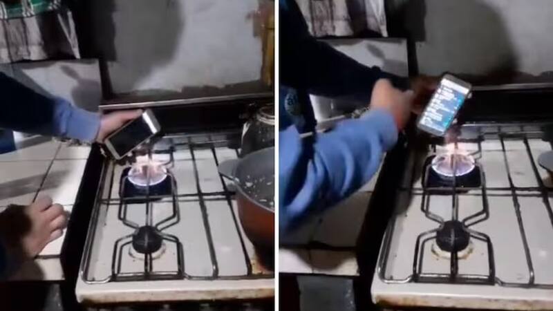 El celular se encendió después de exponerse al calor.