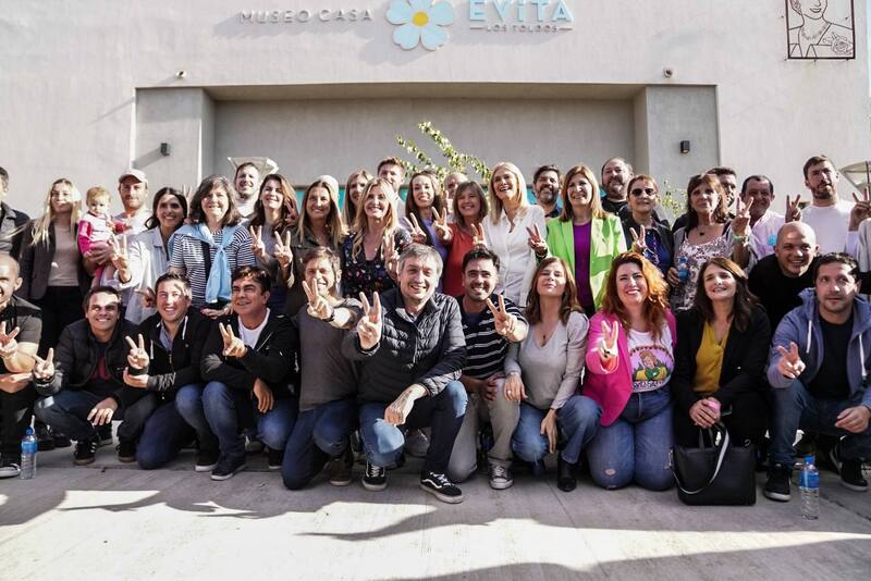 Máximo Kichner, Axel Kicillof e intendentes del Frente de Todos en los 103 años del natalicio de Evita