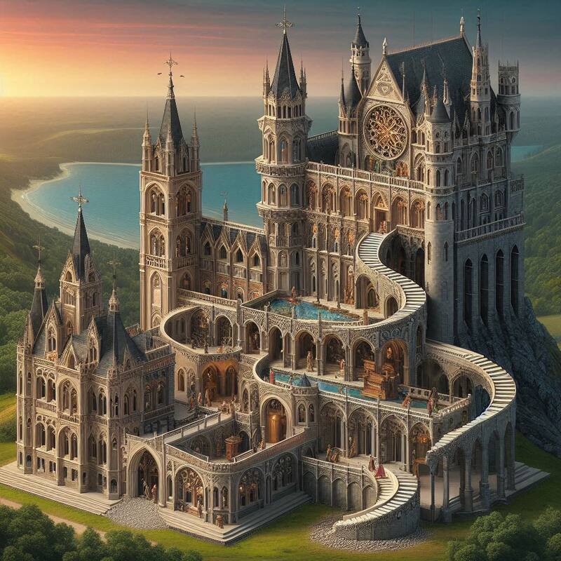 Ilustración de un castillo. Fuente: Bing AI.