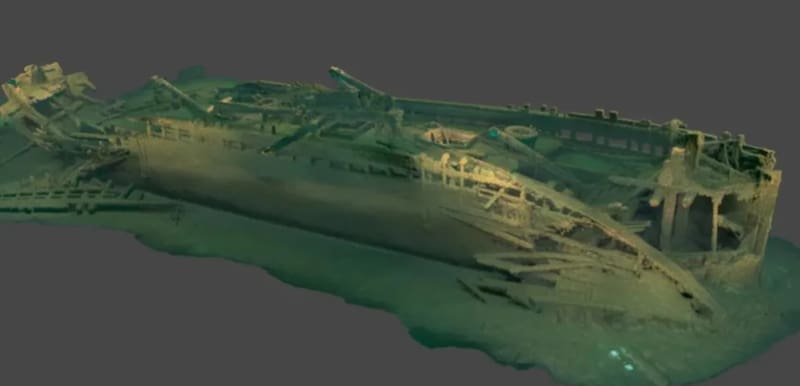 Restos del F.J.King detectados con la tecnología de última generación. Fuente: Zach Whitrock/Sociedad Histórica de Wisconsin.