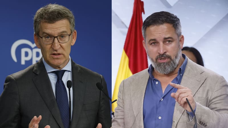 El cruce de Abascal y Feijóo por los migrantes: ¿peligran los pactos del PP y Vox? (Fotos: EFE).