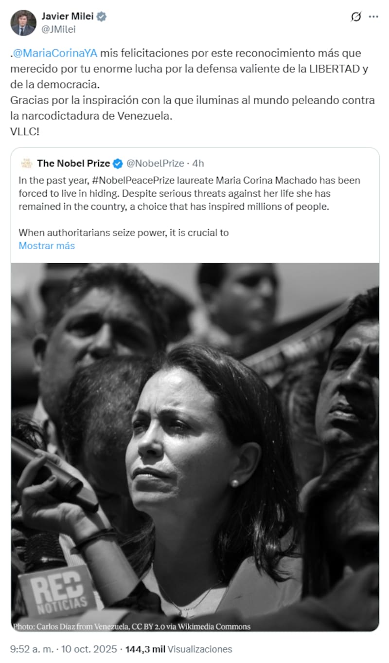 El mensaje de Milei.