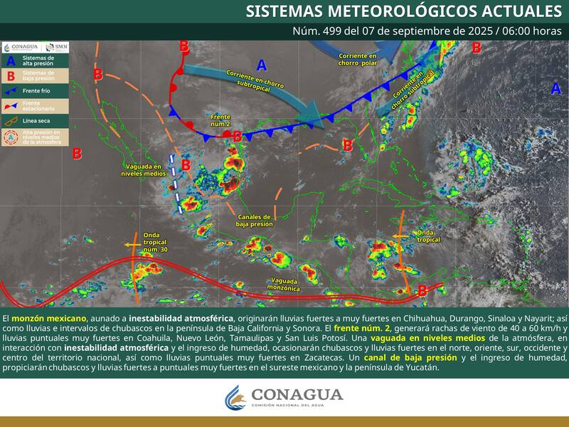 El pronóstico del tiempo para el domingo 7 de septiembre. (Foto: SMN)