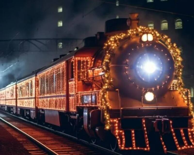 Durante la temporada navideña, el tren utiliza una locomotora a vapor que evoca la nostalgia de los antiguos viajes.