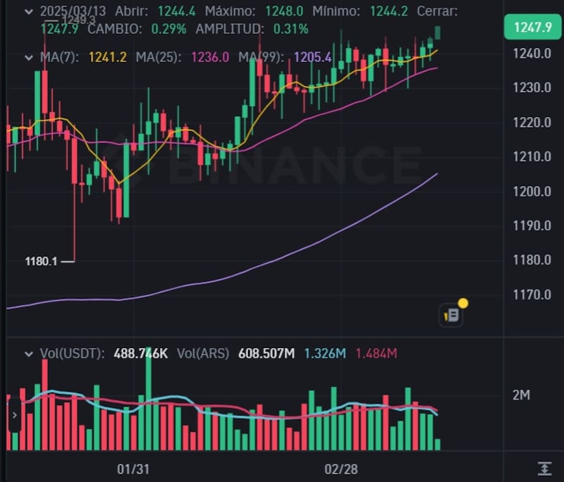 El dólar cripto USDT vuelve a cotizar por encima del dólar blue este viernes 14 de marzo.