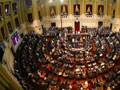 La grieta, en la jura: peronismo puro en los palcos y una bandera en apoyo a Macri