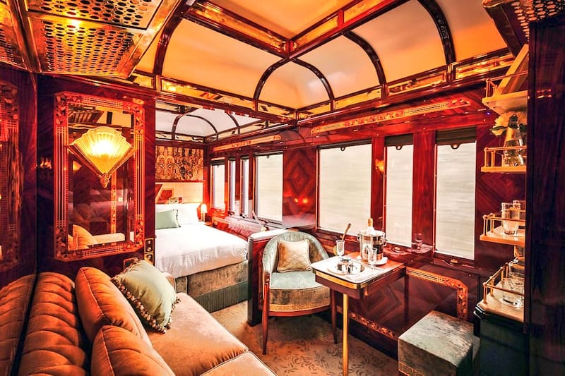 Imagen de una de las suites en el tren. Fuente: red social "X" por @NouveauDeco