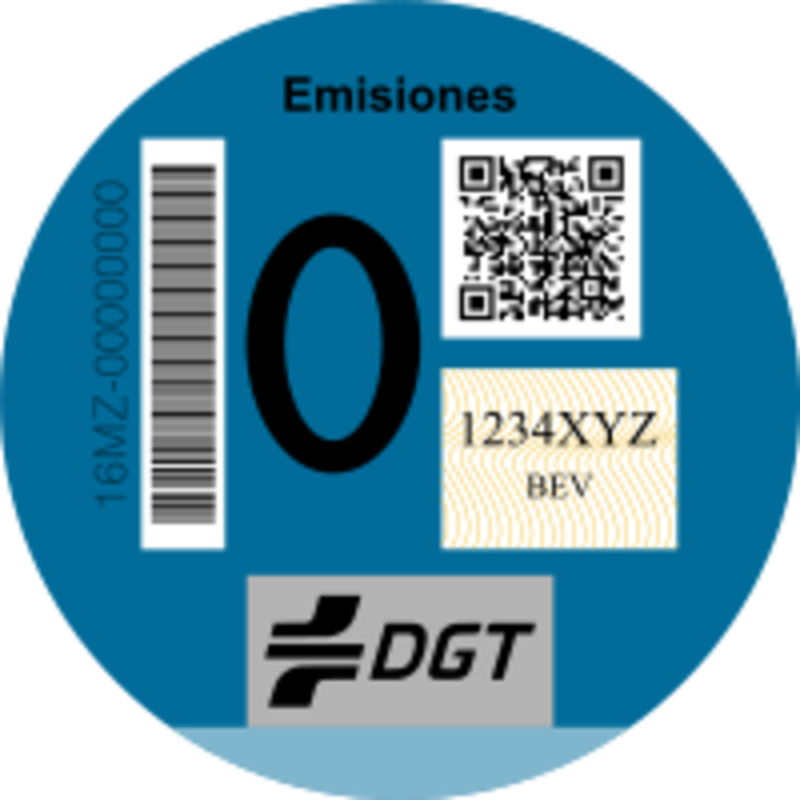 Etiqueta 0 de la DGT. Fuente: Wikipedia.