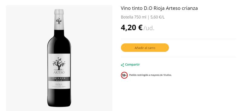 El Arteso Crianza es uno de los vinos más recomendados de Mercadona.